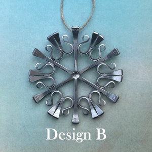 Snowflake Ornament made from Authentic Horseshoe Nails 3 design options Design B