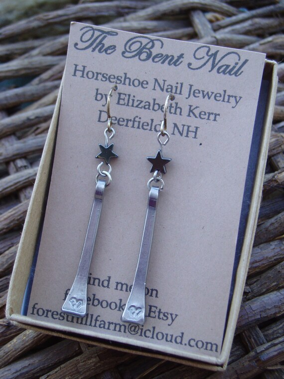Horseshoe Nail Earrings with Star Accents on Sterling Earwire Etsy