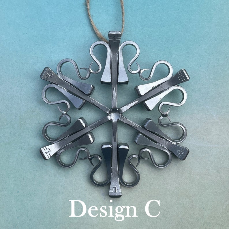 Snowflake Ornament made from Authentic Horseshoe Nails 3 design options Design C