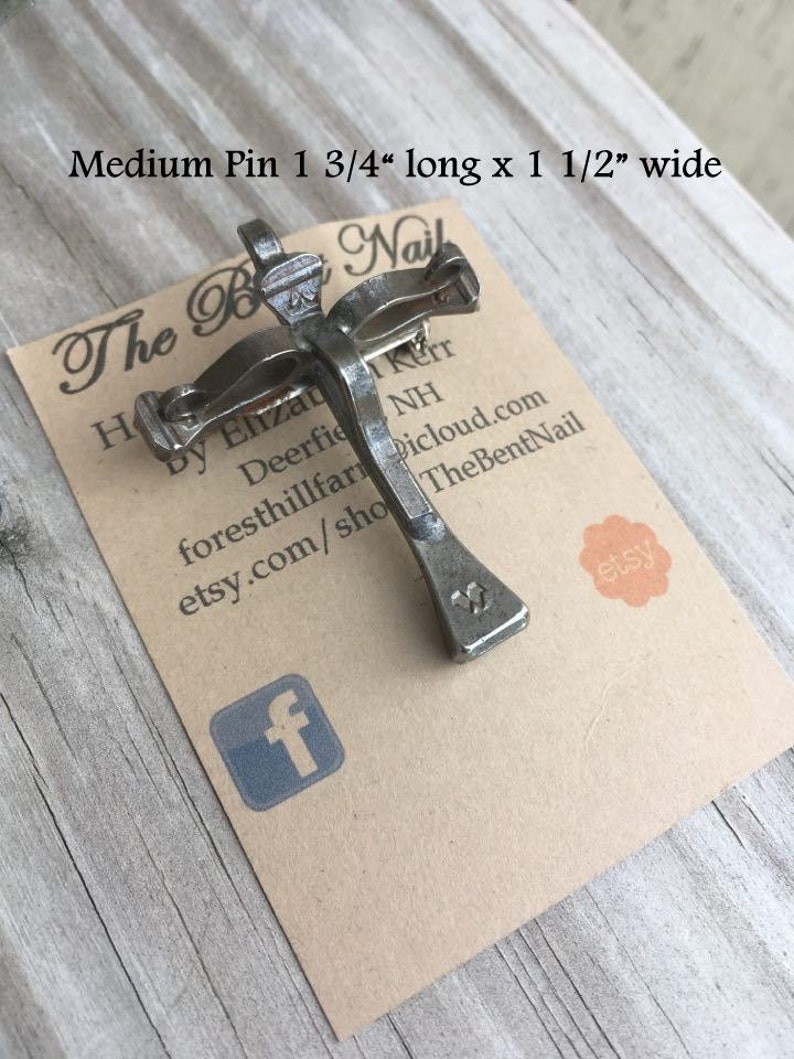 Crucifix Pin Handcrafted From Authentic Horseshoe Nails 3 Etsy