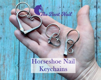 Horse Keychain made from Horseshoe Nails great equestrian gift