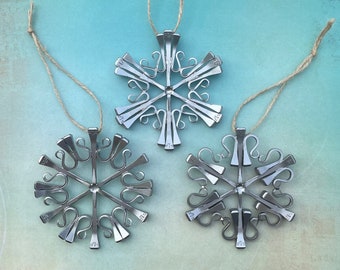 Horse Ornament Snowflake from Authentic Horseshoe Nails ( 3 design options )