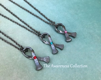 Awareness Horseshoe Nail Pendant Necklace