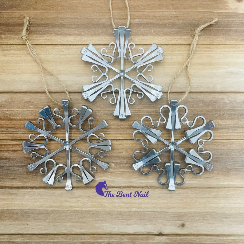 Snowflake Ornament Made From Authentic Horseshoe Nails 3 Etsy
