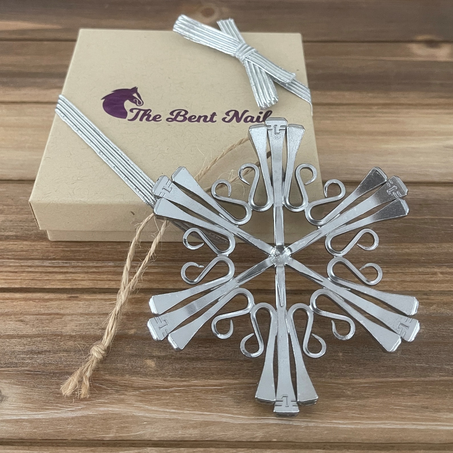 Snowflake Ornament Made From Authentic Horseshoe Nails 3 Etsy