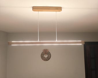Drewno dębowe, lampa wisząca, nowoczesne oświetlenie liniowe LED firmy Woodpecker World