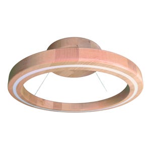 Round Wooden LED Ceiling Light – Flush Mount for Bedroom, Dining and Living Room Lighting