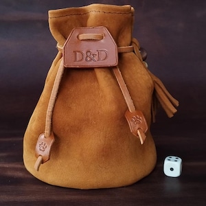Yellow Leather Dice Bag, Handmade D20 Dice Pouch For DnD, Leather Bag for Tabletop Games, Dice Pouch for DnD and TTRPG, Cosplay Accessory