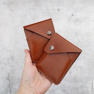 Portafoglio piccolo in pelle per carte e contanti, porta carte in pelle tascabile, porta carte in pelle cucito a mano, portafoglio sottile in pelle da uomo e da donna, porta carte