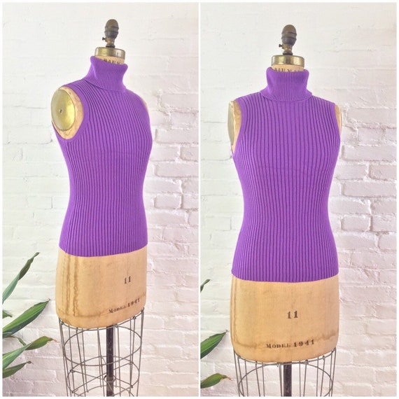 90s y2k minimalist bright purple ribbed knit cotto