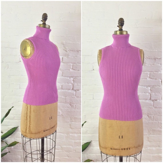 90s y2k minimalist purple pink ribbed knit cotton