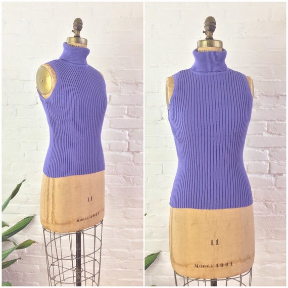 90s y2k minimalist lilac ribbed knit cotton sleeve