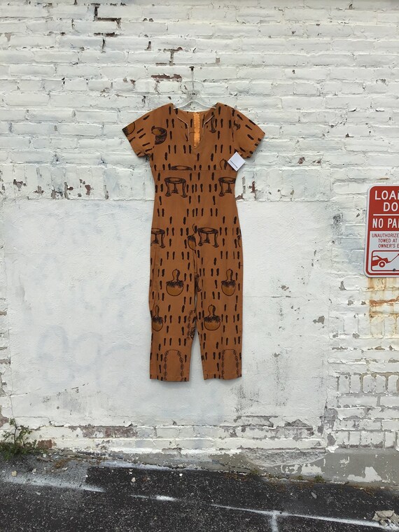 Vintage 80s 90s relaxed fit jumpsuit / wax print e