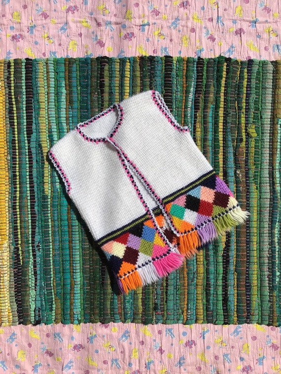 60s 70s kids crochet granny square handmade hippie