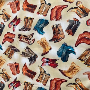 Tossed Boots Cowboy Stiefel Michael Miller Baumwollstoff Print Western
