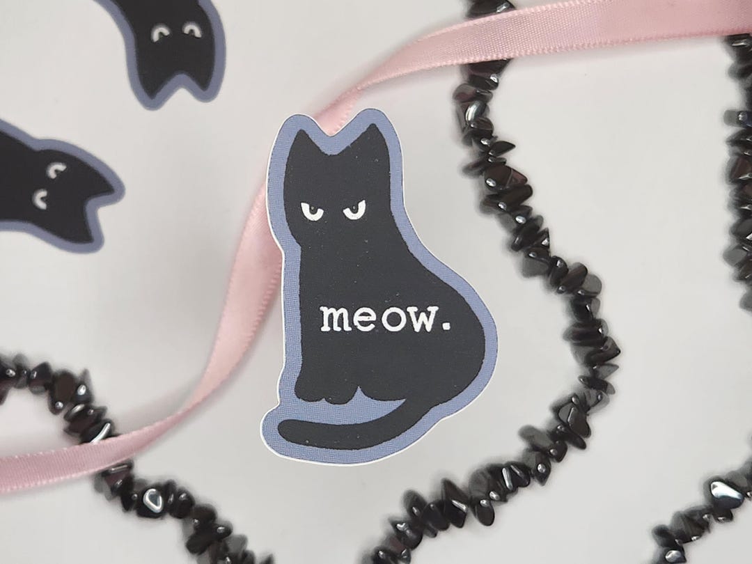 Grumpy Black Cat Sticker - Waterproof Vinyl Sticker - Etsy