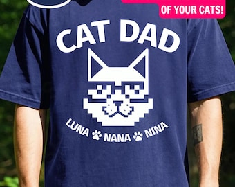 Custom Cat Dad Shirt, Cat Dad T-Shirt Gifts for Cat Dad Personalized Cat Dad Gifts for Father's Day for Cat Dad Tee Cat Dad Gift