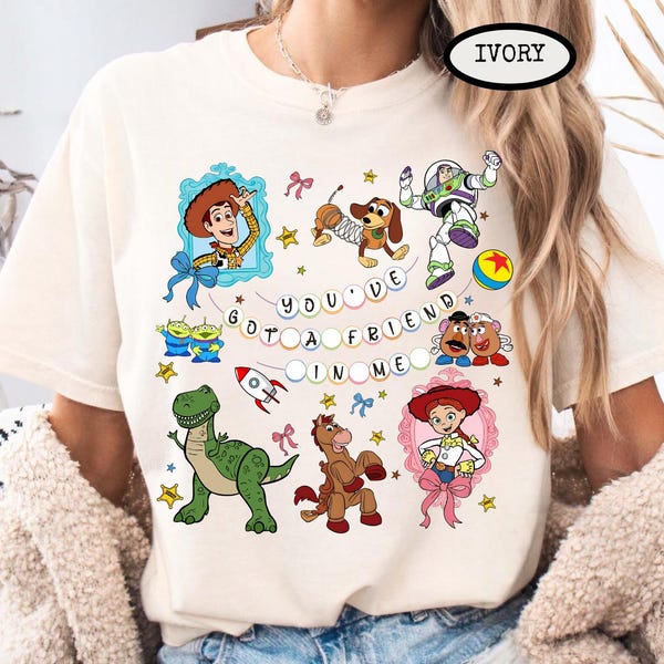 Vintage Coquette Disney Toy Story You've Got A Friend In Me Shirt, Toy Story Characters Tee, Disneyland Trip Shirt, Family Matching Shirt