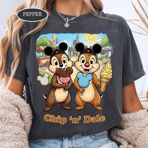 Chip and Dale Disneyland Snack Shirt, Disney Park Ice Cream Tee, Chip n Dale Magic Kingdom Castle T-Shirt, Disney Vacation Foodie Outfit