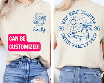 Camiseta personalizada para vacaciones familiares en la playa, con el nombre de la familia. Camisetas a juego para toda la familia. Camiseta personalizada para el viaje familiar.