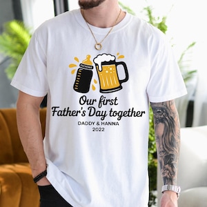 Our First Father&#39;s Day Matching Shirt And Bodysuit With Custom Names, Personalized Dad And Baby Shirts, Father&#39;s Day Gift, New Dad Shirt