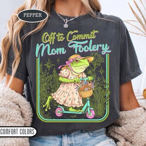 Comfort Colors® Mama Frog Off to Commit Mom Foolery Mothers day T-shirt, Mother's Day Gift, Custom Name Shirt, Children Name Mom Hoodie