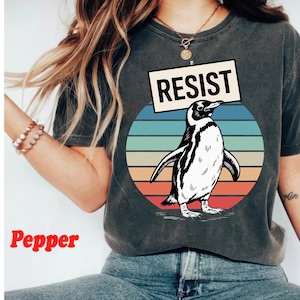 Penguins Resist Shirt, Flippers Up T-shirt, Heard Island Shirt, Protest Penguins Tshirt, Penguins Against Tariffs Tee, Subtle FDT Resistance