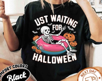 Summerween Comfort Colors® Shirt, Summer Skeleton, Spooky Summer Tee, Retro Summer, Girly Summer, Beach Vibes Tee, Halloween Skeleton Shirt