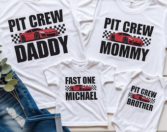 Fast One Pit Crew Birthday Shirt, Car Race Birthday Tee, Birthday Boy Shirt, Family First Birthday Party Shirts, Fast One 1st Birthday Shirt