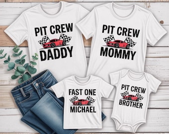 Fast One Pit Crew Birthday Shirt, Car Race Birthday Tee, Birthday Boy Shirt, Family First Birthday Party Shirts, Fast One 1st Birthday Shirt