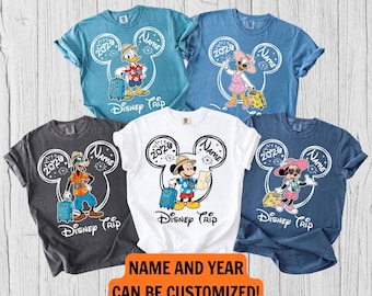 Camiseta personalizada de todos los personajes de Disney, camiseta de viaje a Disney 2026, camisetas de Disneyworld, camisetas de Disney, camiseta familiar de Disney, camiseta de personajes de Disneyland