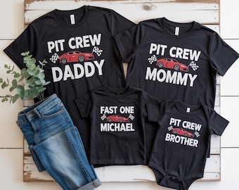 Fast One Pit Crew Birthday Shirt, Car Race Birthday Tee, Birthday Boy Shirt, Family First Birthday Party Shirts, Fast One 1st Birthday Shirt