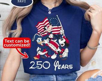 Happy 250th Birthday USA Disney Shirt, America 250 Tee, Patriotic 4th of July Shirt, Semiquincentennial Gift, Independence Day USA Shirt