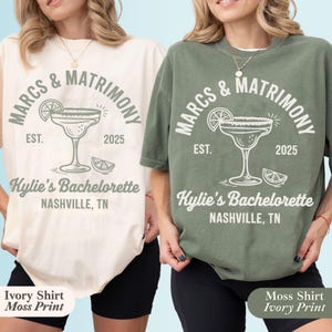 Margs and Matrimony, Bachelorette Party TShirts, Personalized Bachelorette Party Shirts, Custom Name and Location Bachelorette Shirts