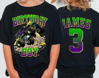 Monster Truck birthday Shirt, Car Birthday T-shirt, Custom Boy birthday shirt, Toddler Birthday Shirt, Monster trucks Shirt, Family Matching