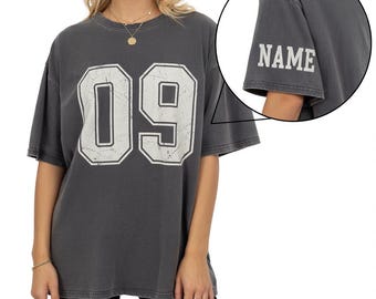 Custom Number and Name Comfort Colors Sleeve Print Shirt, Game Day Adult Shirt, Custom Football Shirt, Custom School Team Number Kids Shirt