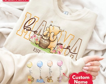 Mama Bear Sweatshirt, Mothers Day Sweatshirt, Mama Bear Top, Personalized Mom Sweatshirt With Names 2026, Mama Est With Name On The Sleeve