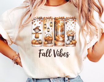 Comfort Colors® Fall Vibes Shirt, Fall Pumpkin Shirt, Fall Shirt, Girly Autumn Vibes Shirt, Fall Shirt, Cozy Autumn Harvest Shirt