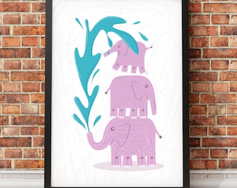 Elephant Nursery Print | Kids Wall Art | Animal Nursery Decor