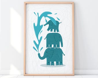Elephant Nursery Print | Kids Wall Art | Animal Nursery Decor