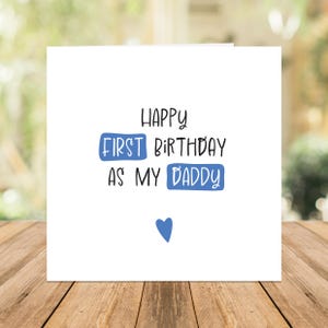 Erster Geburtstag als mein Papa, süße blaue Geburtstagskarte für Papa, neuer Papa Meilensteinkarte, Geburtstagskarte von Bauch, Sohn, von Jungen