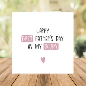 Première carte de fête des pères en tant que papa, jolie carte rose pour la 1ère fête des pères, nouvelle carte d'étape papa, carte de bump, fille, petite fille