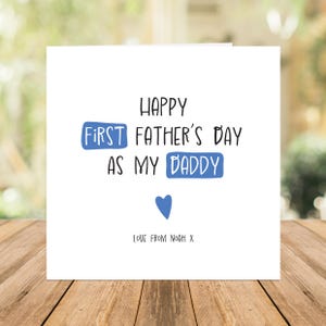 Première carte personnalisée pour papa pour la première fois des pères, jolie carte bleue pour la première fête des pères, nouvelle carte d'étape papa, de bump, fils, de petit garçon
