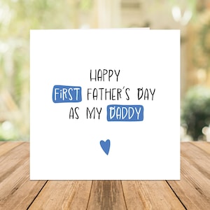 Erste Vatertag als mein Daddy Karte, niedliche blaue 1. Vatertagskarte, neue Vati Meilenstein Karte, Karte vom Bauch, Sohn, Baby Jungen
