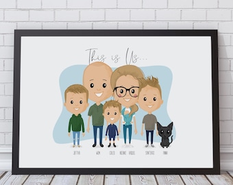 Family Portrait Illustration | Personalised Mother's Day Gift
