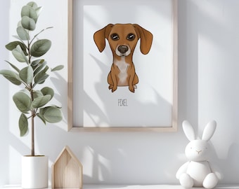 Anpassat hundporträtt | Anpassat husdjursporträtt | Gåvor till hundälskare | Minnesgåva för hundar