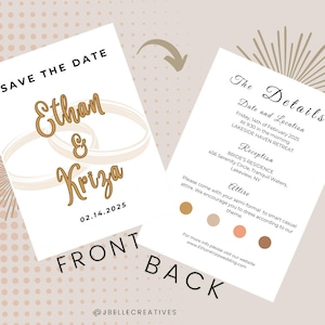 Cartão de detalhes do casamento para impressão | Cartão de informações editável cartão de convite simples minimalista Save the Dates de casamento MODELO EDITÁVEL
