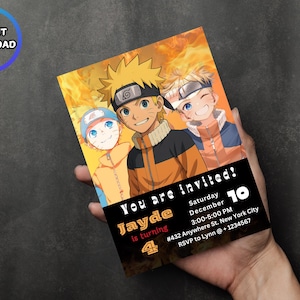Anime Manga Editable Inspired Invitation Card |Manga Inspired Anime invite party INSTANT DOWNLOAD