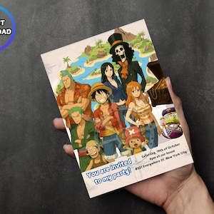 Editable Anime Birthday Invitation Template: Instant Download