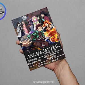 Anime Birthday Invitation |  kids Party Invite Printable birthday card EDITABLE DIGITAL TEMPLATE